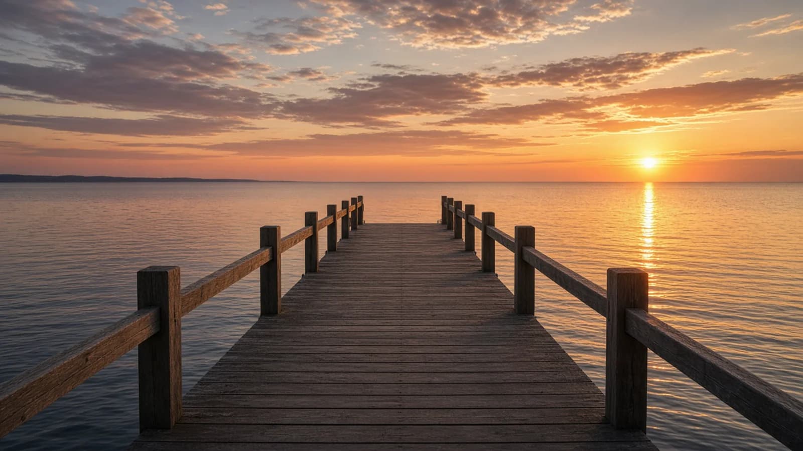 Coastal promenade above the water at sunset