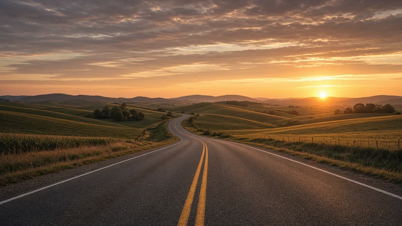 Open American landscape at sunset