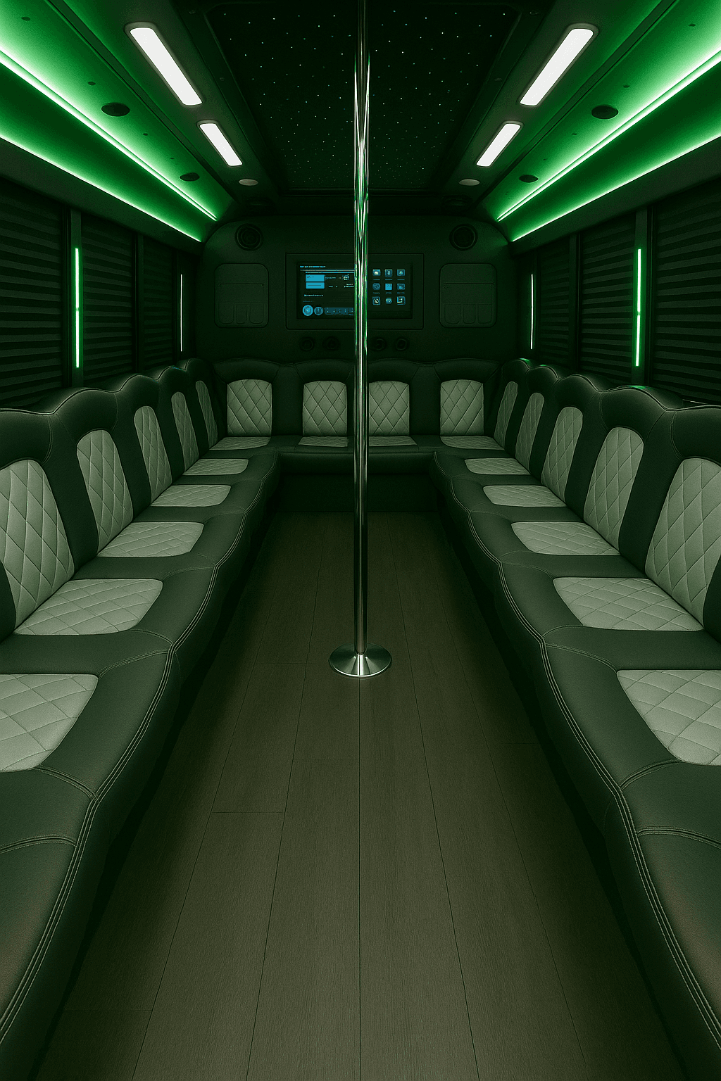 40 Passenger Party Bus interior view