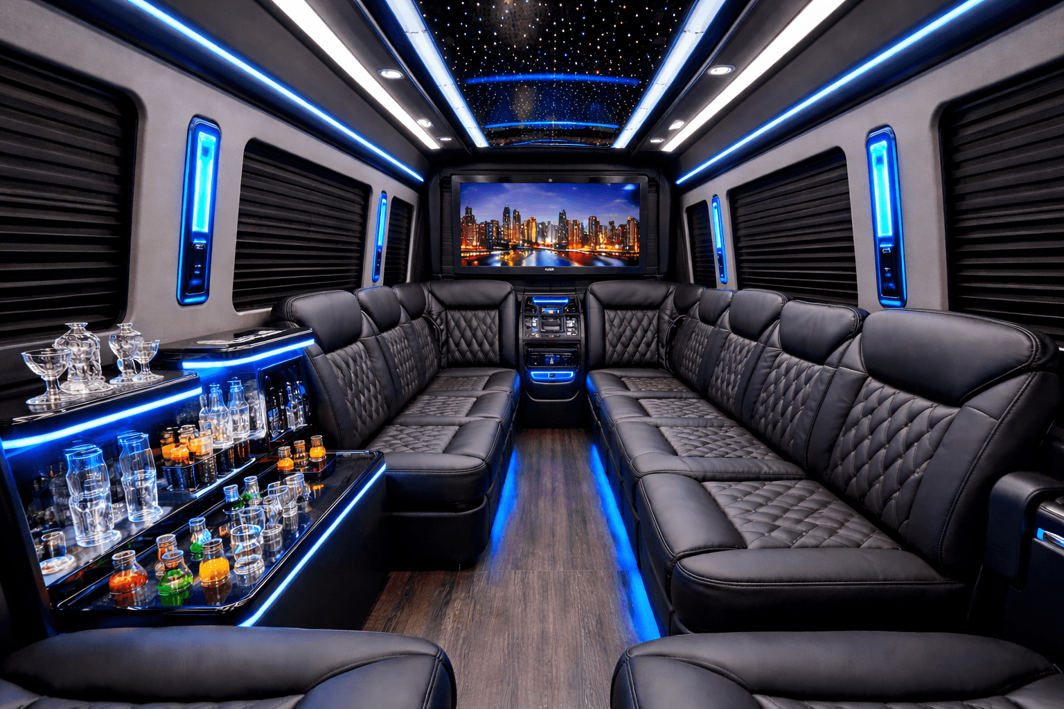 8 Passenger Limo Sprinter interior view
